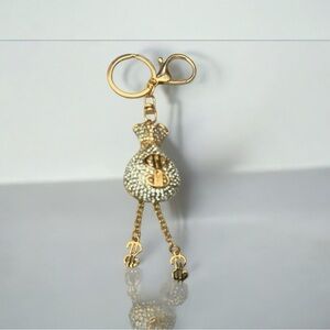 Money Bag gold tone charm/keychain-NWOT